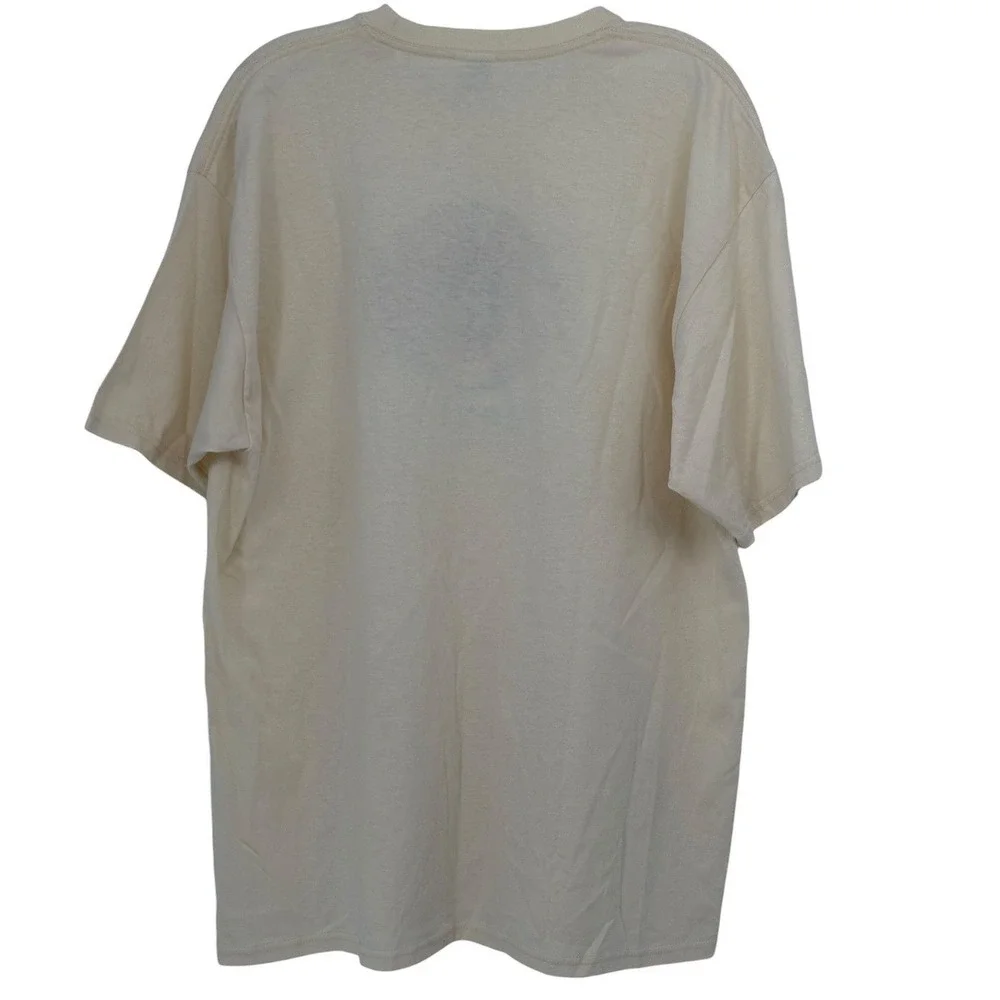 Vintage Yazbek T-Shirt Cream Embroidered‎ Aztec Calendar Mexico 100% Cotton XL
